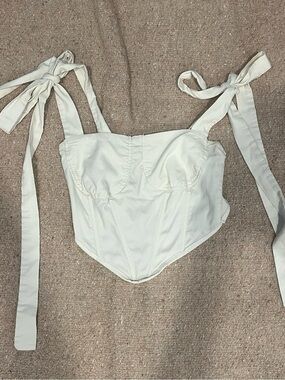 White Tie-Shoulder Corset Top